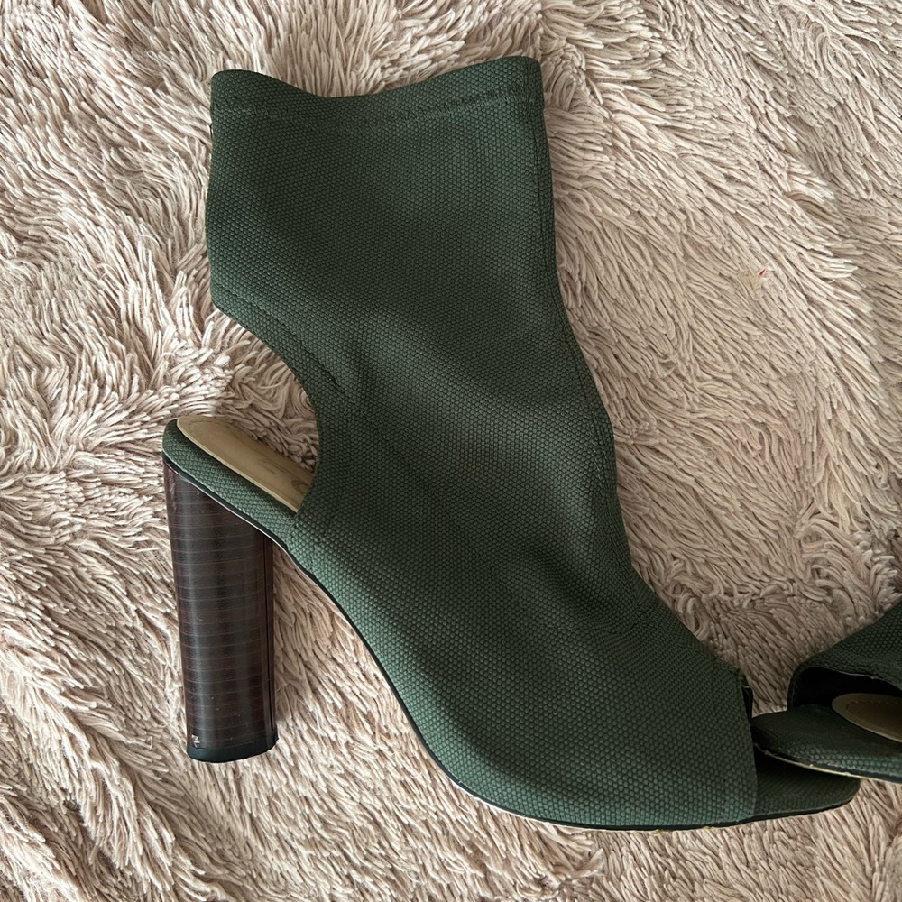 Ego Official Olive green peep toe booties